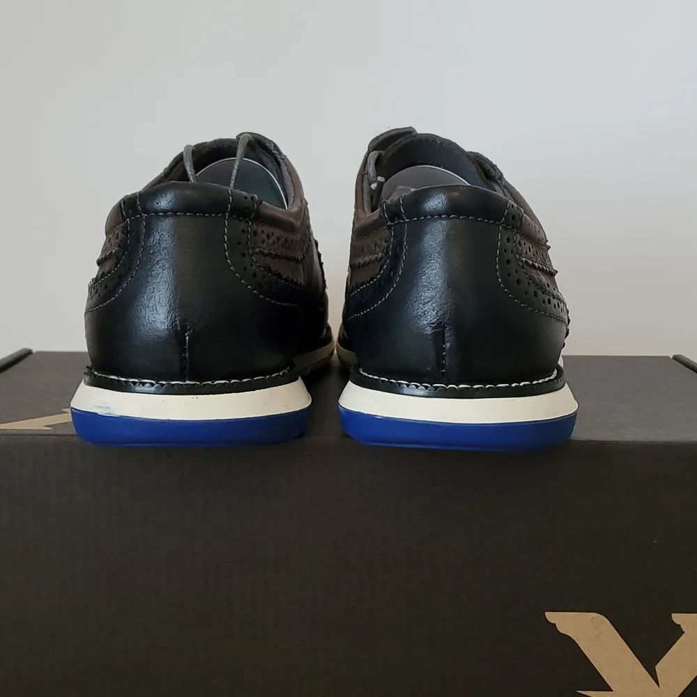 Vance Co. Drake Leather Wingtip Oxford in Dark Grey/Black - Picture 11 of 15